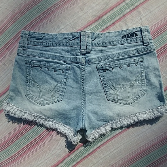 🎈SALE💸💰Crystal Studded Lace Jean Shorty Shorts - Picture 3 of 8